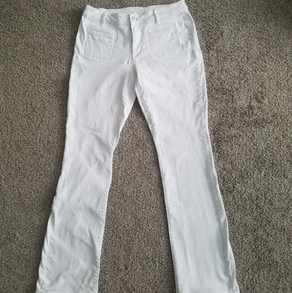 Ann Taylor Loft white curvy boot mid-rise pants - Picture 1 of 8